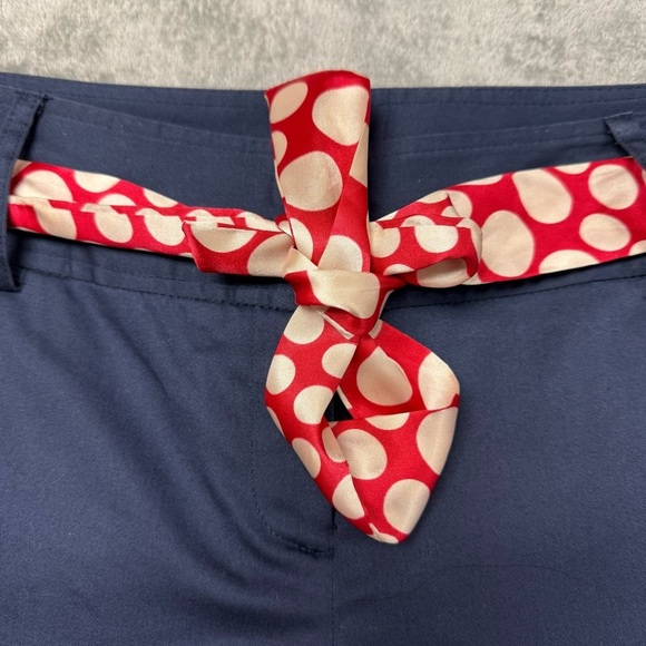 NWT Copper Key Navy Cotton Capri Pants w/ Red Cream Polka Dot Sash - Size 7 - Picture 3 of 15